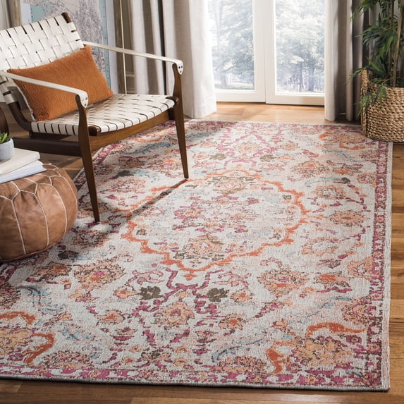 SAFAVIEH Classic Vintage Dimitri Floral Bordered Polyester Area Rug, Red/Beige, 6' x 9'