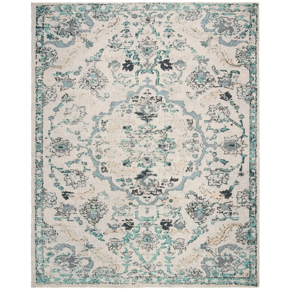 SAFAVIEH Classic Vintage Dimitri Oriental Polyester Area Rug, Grey/Turquoise, 5' x 8'