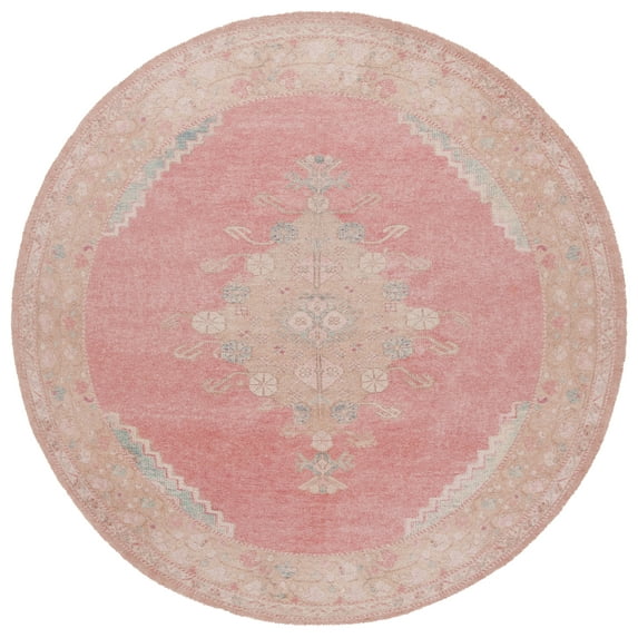 SAFAVIEH Classic Vintage Ema Southwestern Area Rug, Pink/Dark Beige, 6' x 6' Round