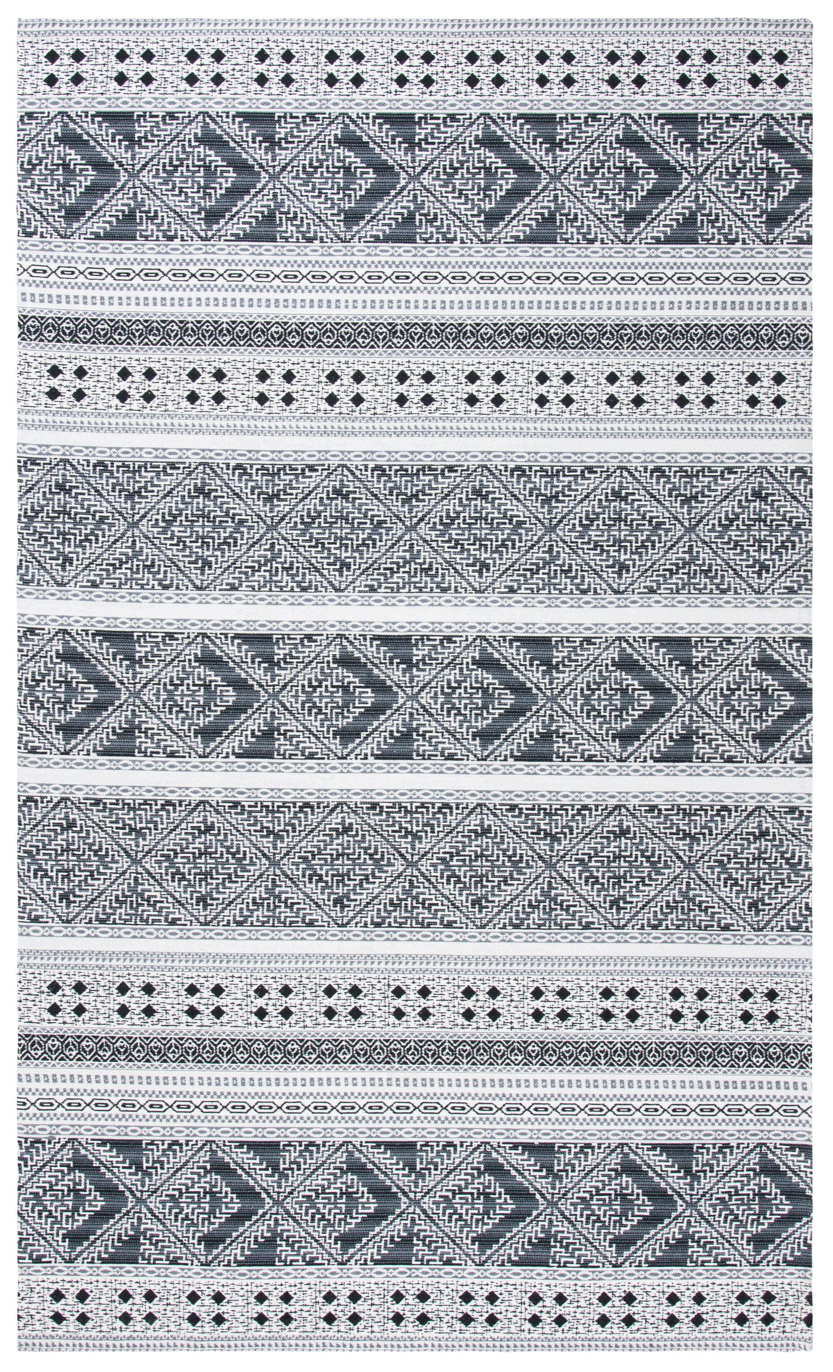 Handmade Black Synthetic Flat Woven 6' x 9' Rug
