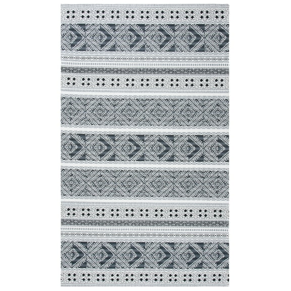 SAFAVIEH Classic Vintage Eric Geometric Polyester Area Rug, Black, 6' x 9'