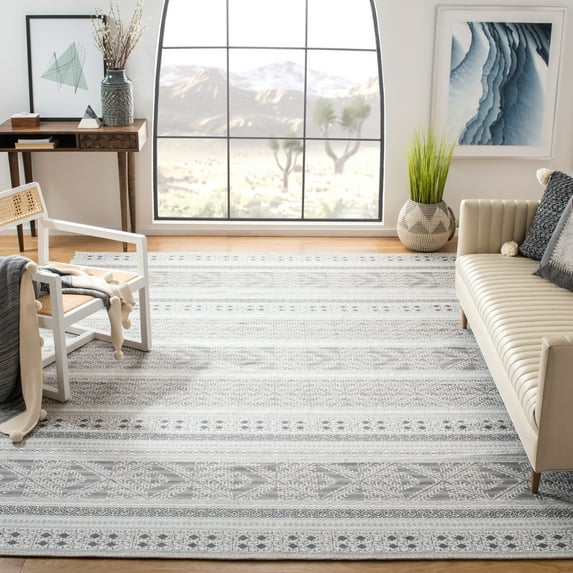 SAFAVIEH Classic Vintage Eric Geometric Polyester Area Rug, Grey, 8' x 10'