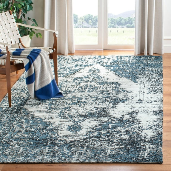 SAFAVIEH Classic Vintage Giuseppe Overdyed Area Rug, Navy/Ivory, 6' x 9'