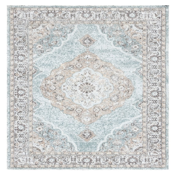 SAFAVIEH Classic Vintage Hiren Medallion Area Rug, Sage/Green, 6' x 6' Square