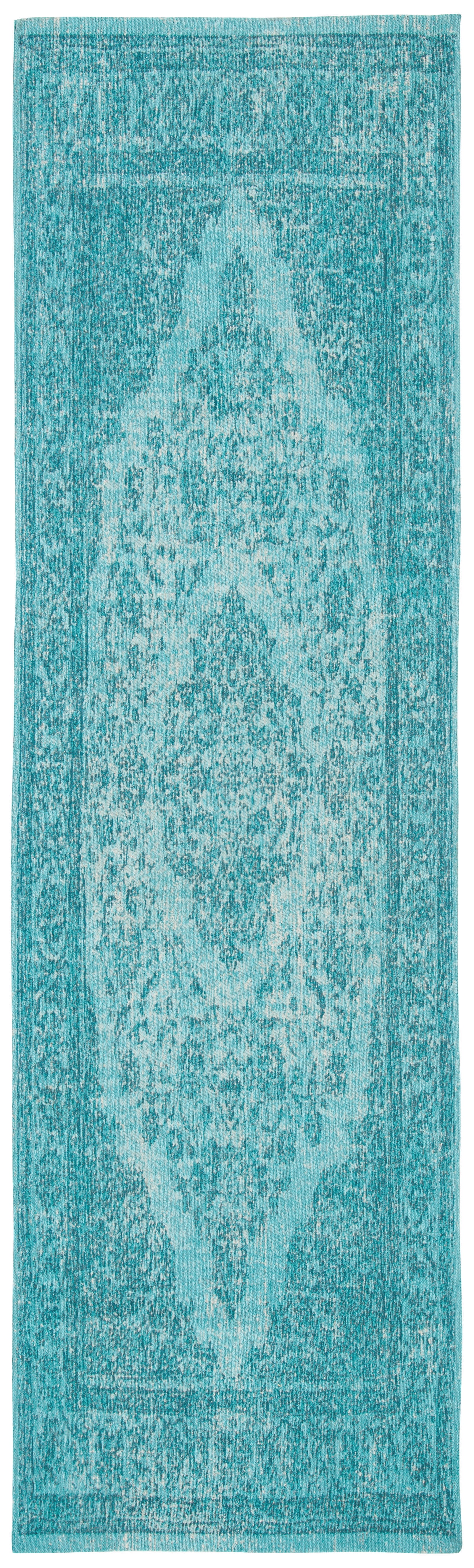 Aqua Flat Woven Handmade Wool Cotton Area Rug