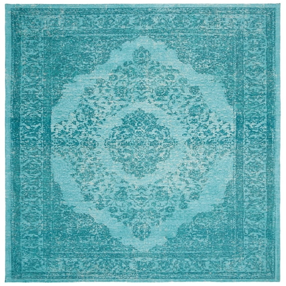 SAFAVIEH Classic Vintage Ivonette Oriental Cotton Area Rug, Aqua, 6' x 6' Square
