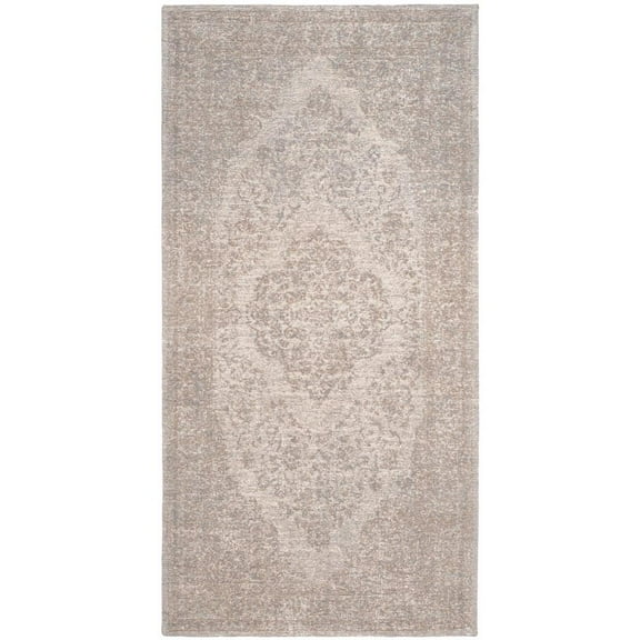 SAFAVIEH Classic Vintage Ivonette Overdyed Border Cotton Area Rug, Beige, 3' x 5'