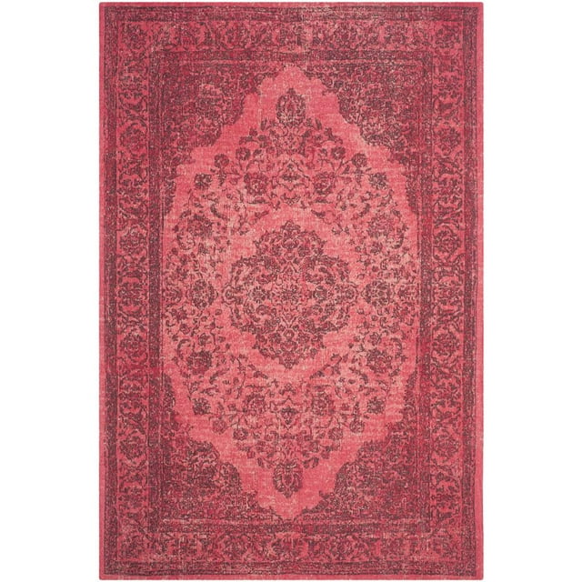 SAFAVIEH Classic Vintage Ivonette Overdyed Border Cotton Area Rug, Fuchsia, 4' x 6'