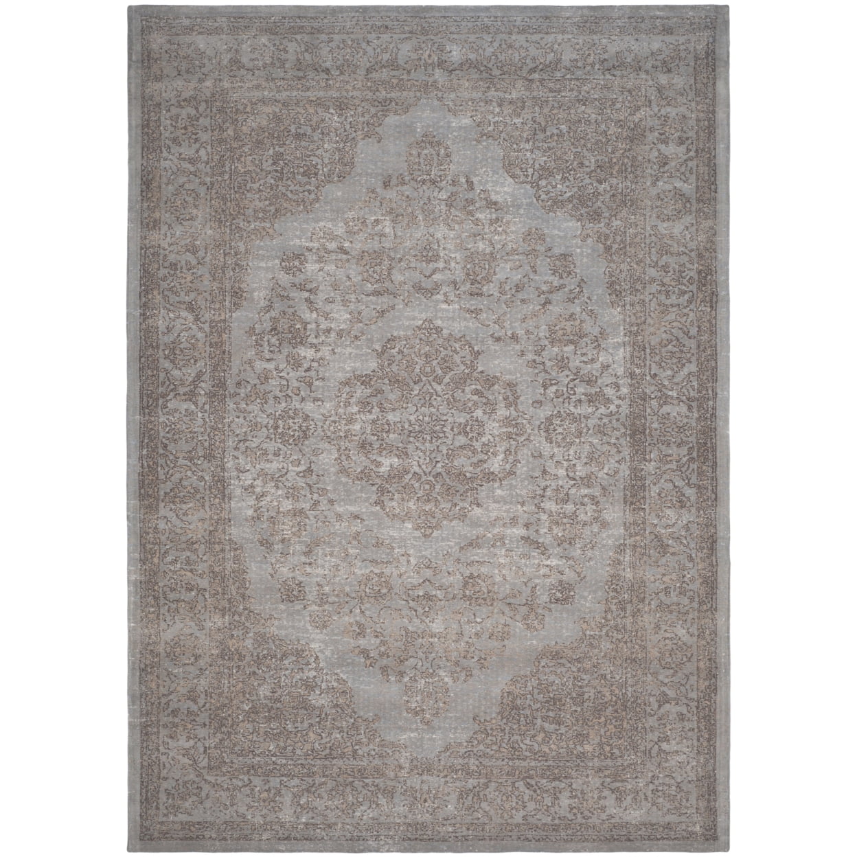 Gray Flat Woven Cotton and Viscose 4' x 6' Area Rug