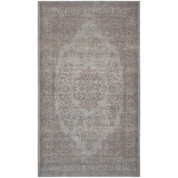 SAFAVIEH Classic Vintage Ivonette Overdyed Border Cotton Area Rug, Grey, 4' x 6'