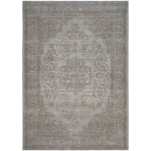 SAFAVIEH Classic Vintage Ivonette Overdyed Border Cotton Area Rug, Grey, 6'7" x 9'2"