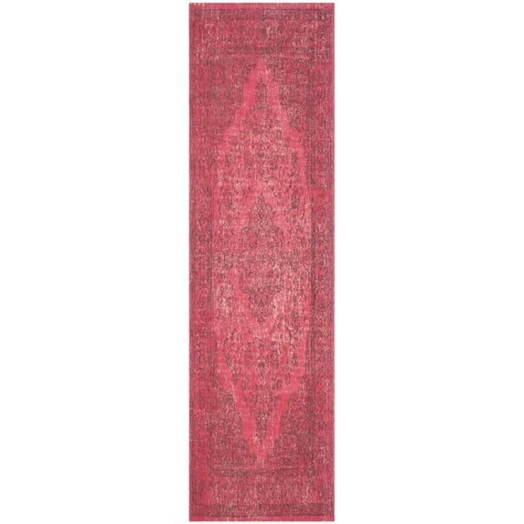 SAFAVIEH Classic Vintage Ivonette Overdyed Border Cotton Runner Rug, Fuchsia, 2'4" x 8'