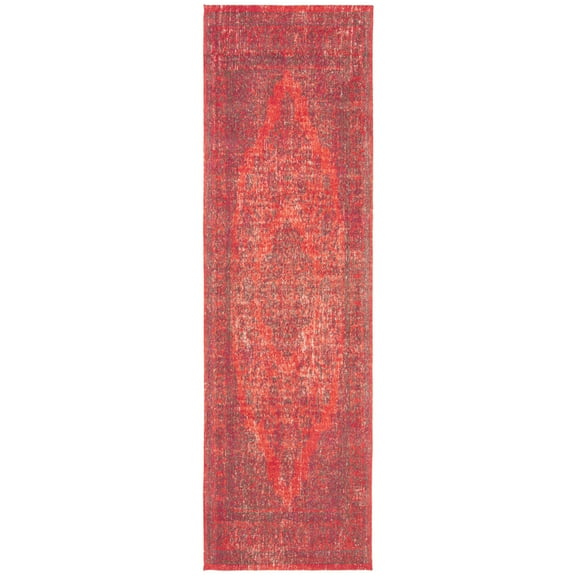 SAFAVIEH Classic Vintage Ivonette Overdyed Border Cotton Runner Rug, Red, 2'4" x 8'
