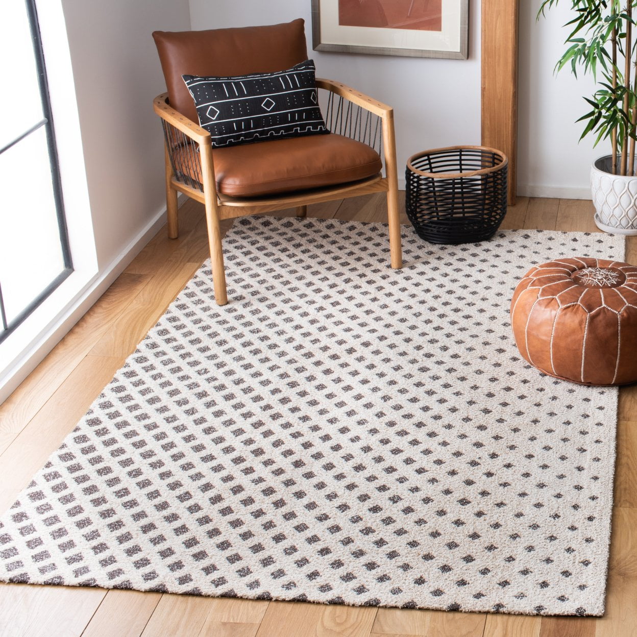 SAFAVIEH Classic Vintage Kaitlyn Checkered Area Rug, Natural/Ivory, 8' x 10'