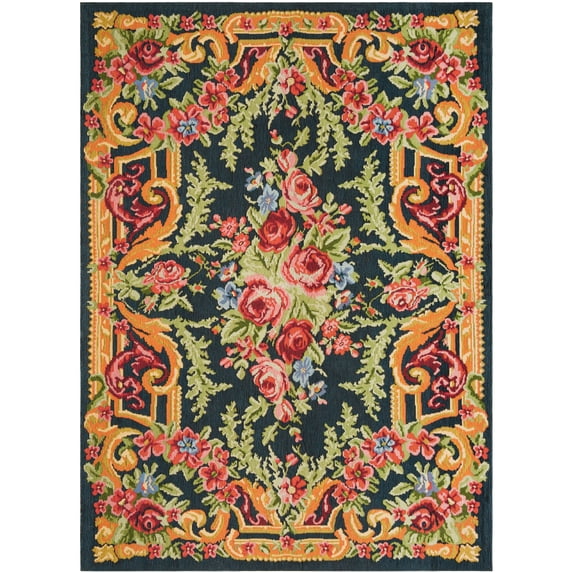 SAFAVIEH Classic Vintage Kyleigh Global Polyester Area Rug, Black/Rose, 6' x 9'