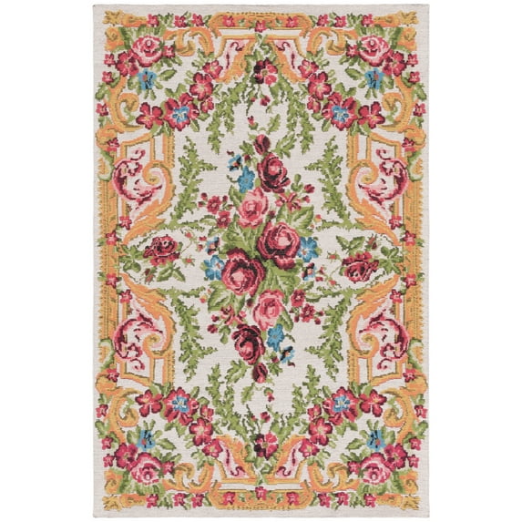 SAFAVIEH Classic Vintage Kyleigh Global Polyester Area Rug, Ivory/Rose, 4' x 6'