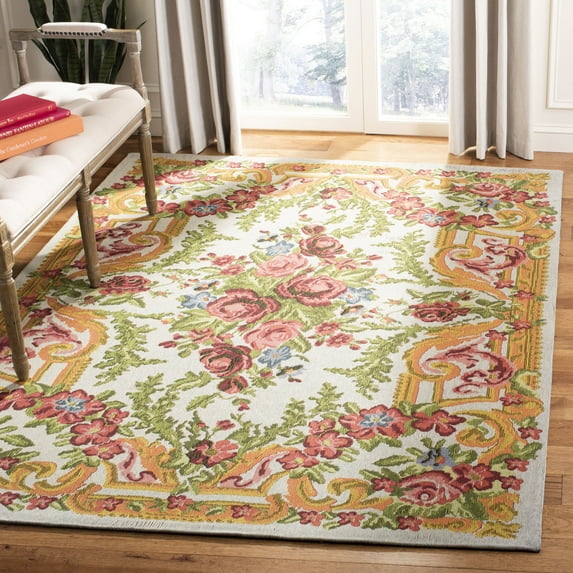 SAFAVIEH Classic Vintage Kyleigh Floral Polyester Area Rug, Ivory/Rose, 8' x 10'
