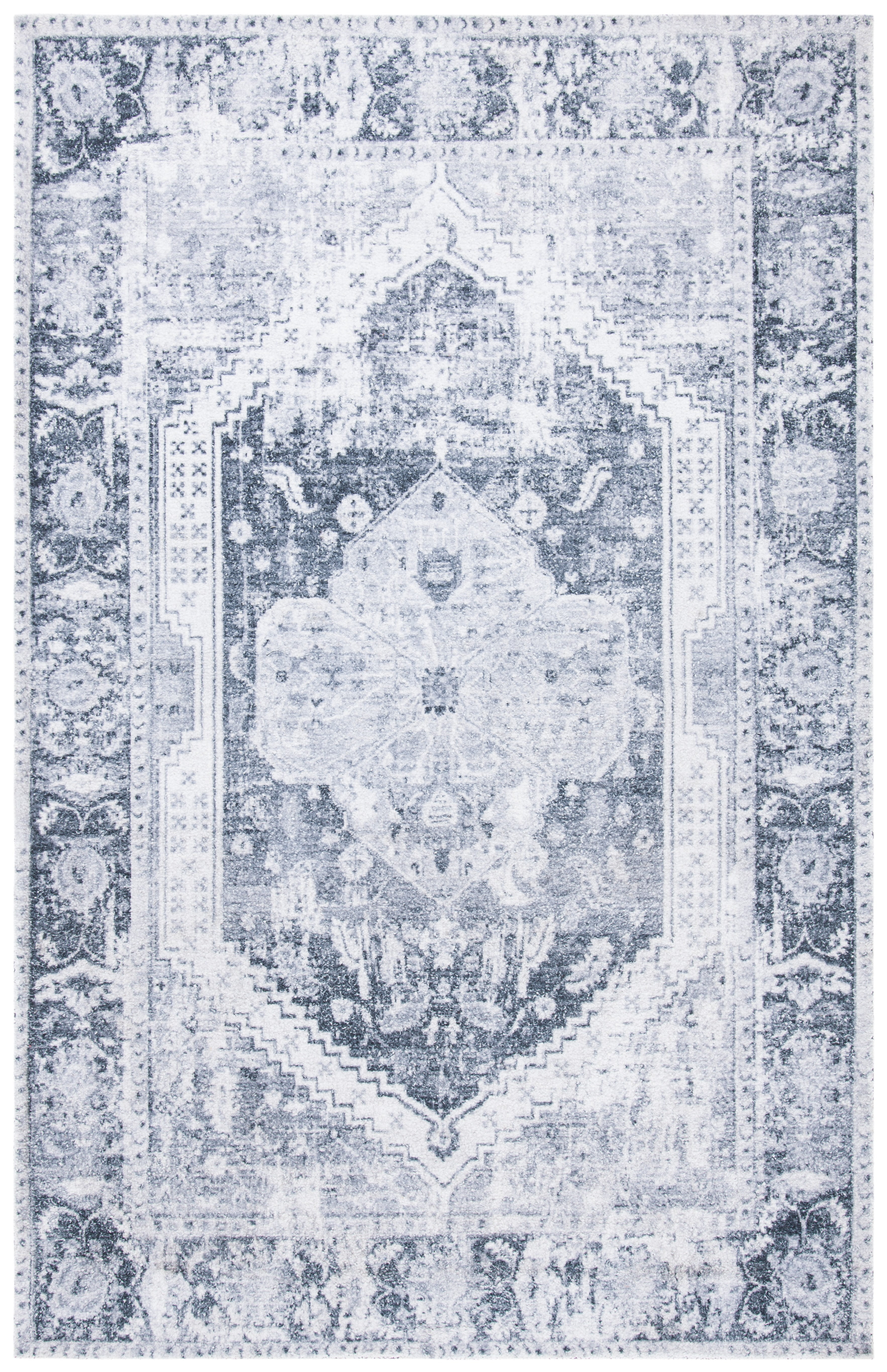 SAFAVIEH Classic Vintage Leandre Medallion Area Rug, Silver/Dark Grey, 9' x 12'
