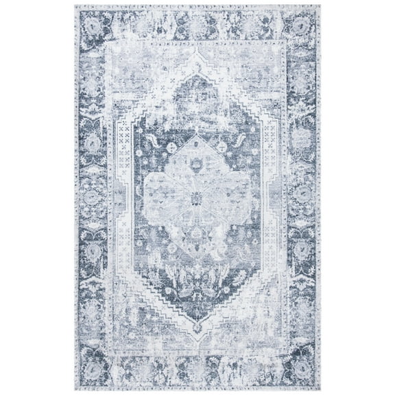 SAFAVIEH Classic Vintage Leandre Medallion Area Rug, Silver/Dark Grey, 9' x 12'