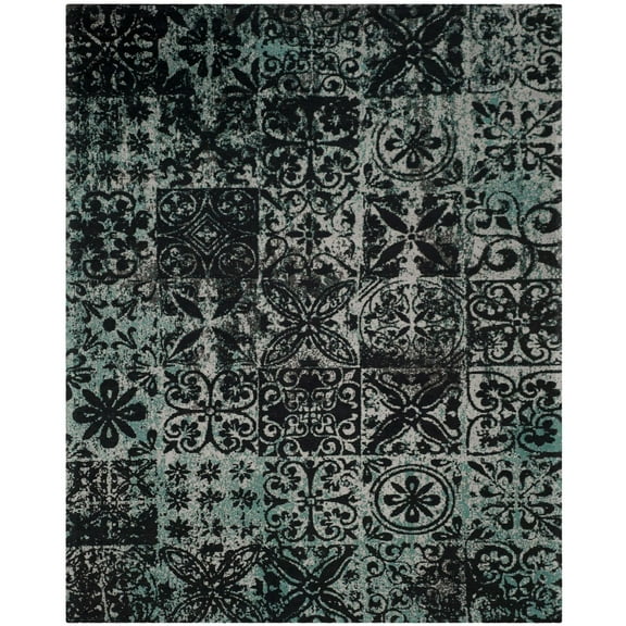 SAFAVIEH Classic Vintage Montague Geometric Area Rug, Teal/Black, 8' x 10'