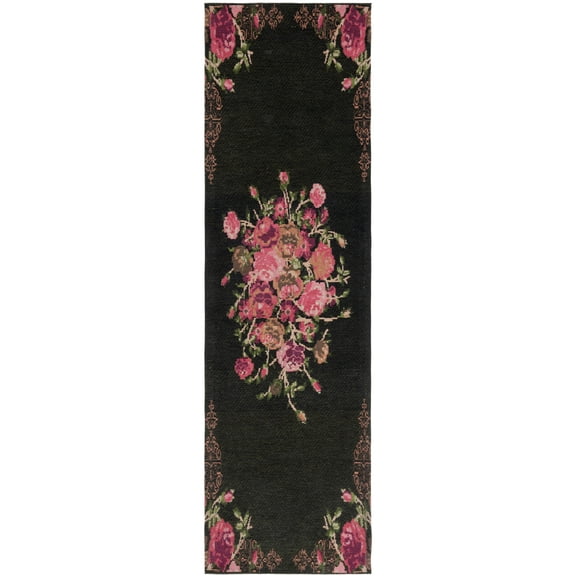 SAFAVIEH Classic Vintage Morven Floral Polyester Runner Rug, Green/Red, 2'3" x 10'