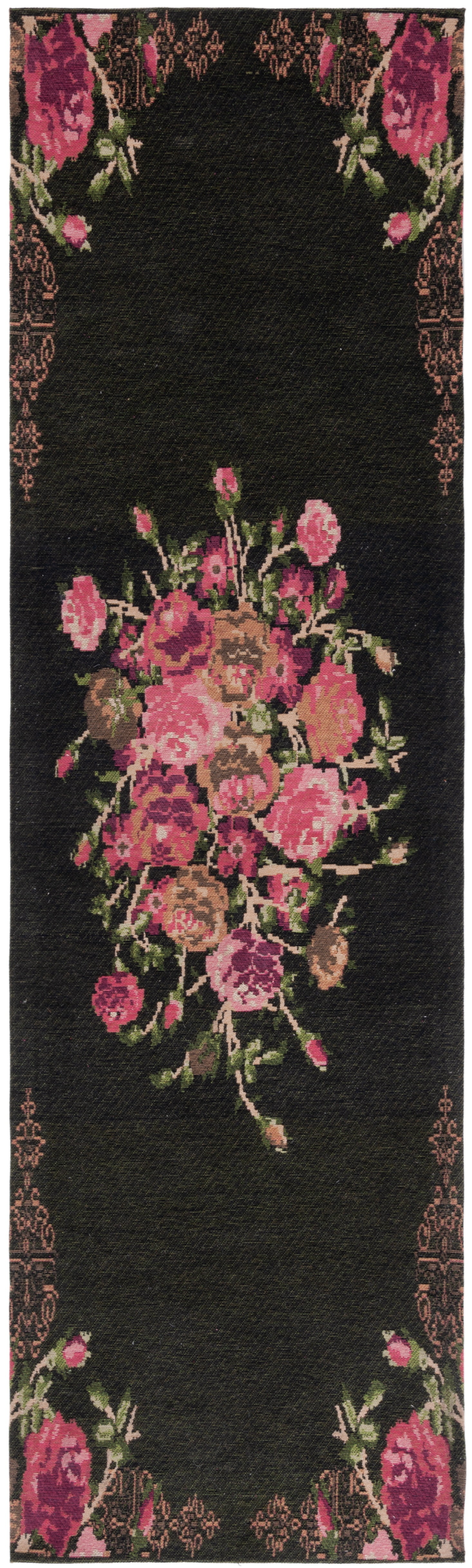 SAFAVIEH Classic Vintage Morven Floral Polyester Runner Rug, Green/Red, 2'3" x 14'