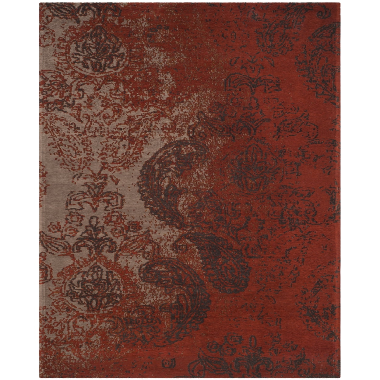 Vintage Charm Rust & Brown Cotton Blend 6' Square Area Rug
