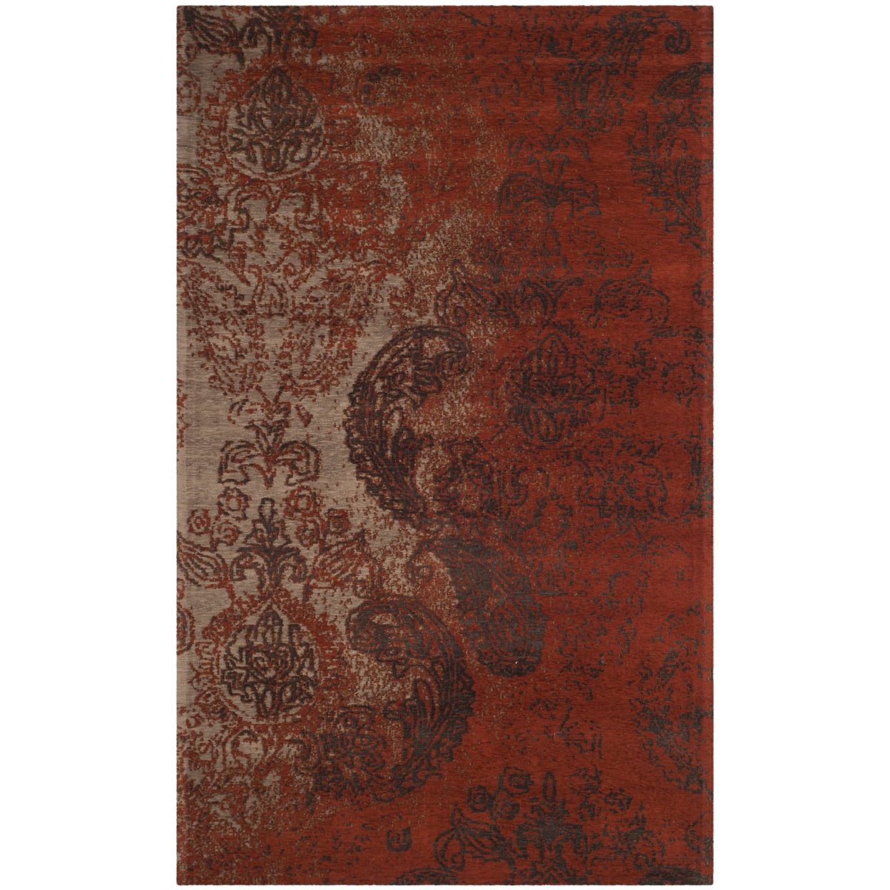 Rust Red Flat Woven Rectangular Cotton Area Rug 4' x 6'