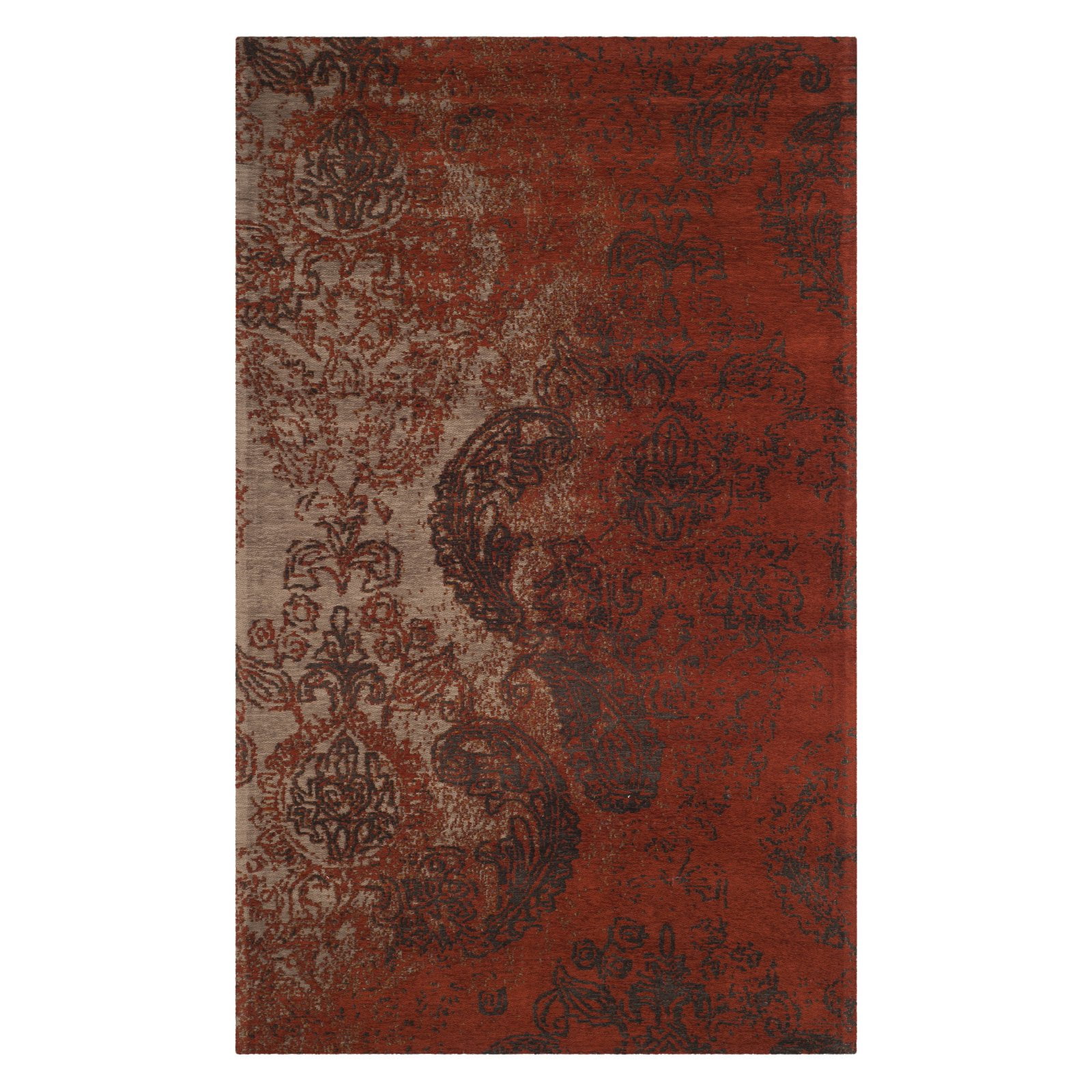 Vintage Charm Rust & Brown Cotton Blend 6' Square Area Rug