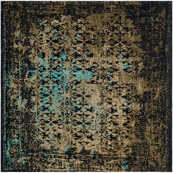 SAFAVIEH Classic Vintage Patricia Oriental Overdyed Area Rug, Black/Olive, 6' x 6' Square