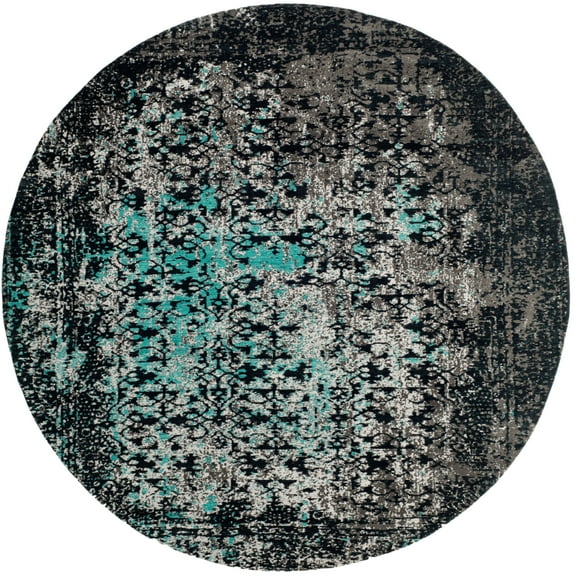 SAFAVIEH Classic Vintage Patricia Oriental Overdyed Area Rug, Navy/Teal, 6' x 6' Round