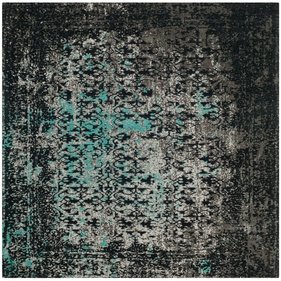 SAFAVIEH Classic Vintage Patricia Oriental Overdyed Area Rug, Navy/Teal, 6' x 6' Square