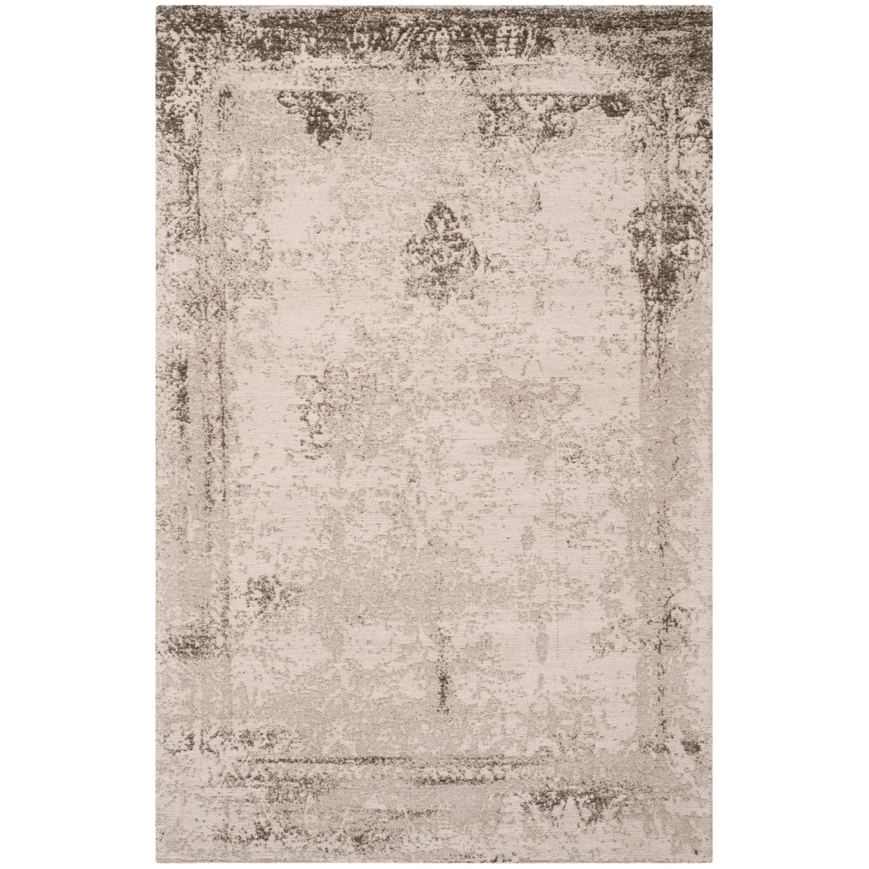 Anthracite Flat Woven Reversible Cotton and Viscose Rug, 4' x 6'