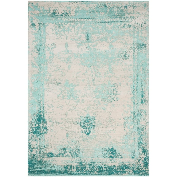 SAFAVIEH Classic Vintage Peter Overdyed Border Cotton Area Rug, Turquoise, 6'7" x 9'2"