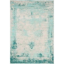 SAFAVIEH Classic Vintage Peter Overdyed Border Cotton Area Rug, Turquoise, 6'7" x 9'2"