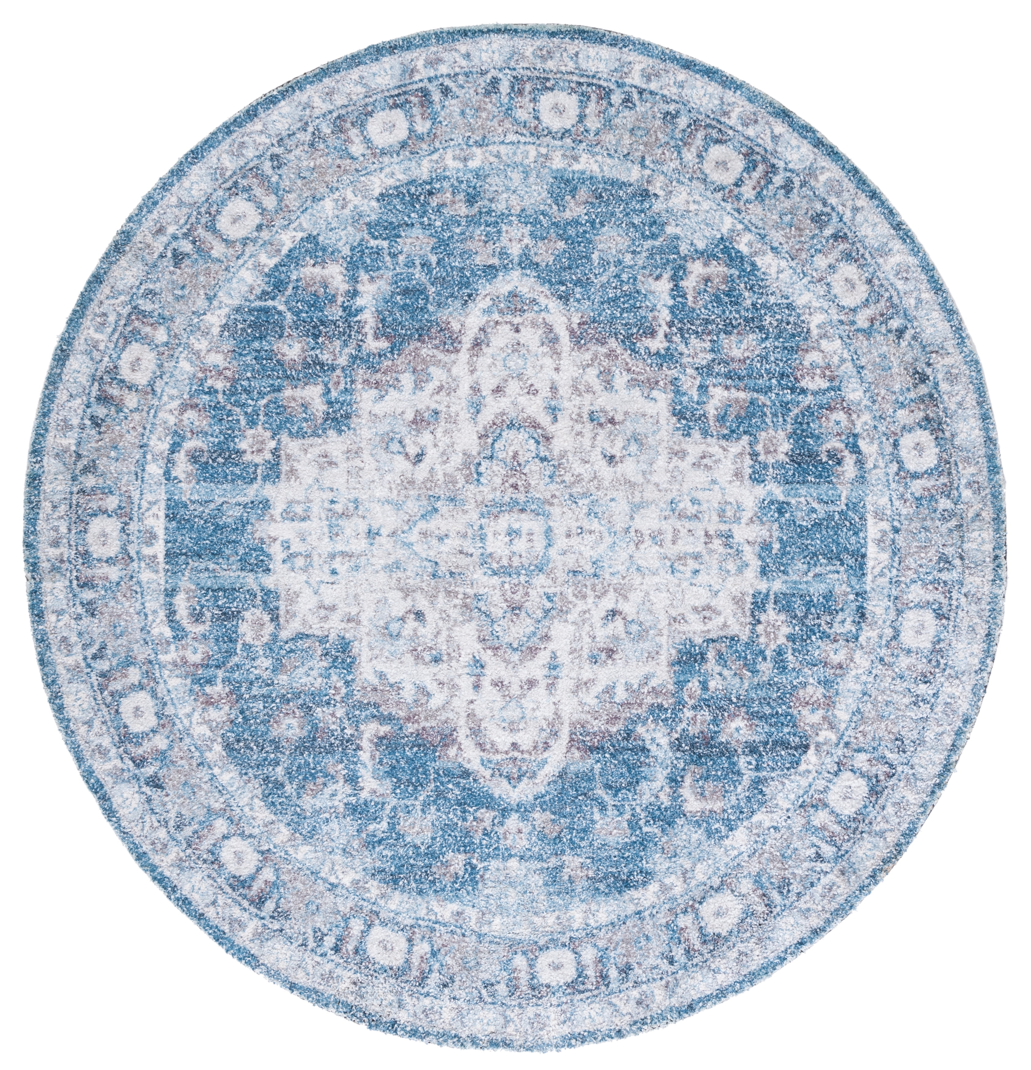 SAFAVIEH Classic Vintage Ramona Medallion Area Rug, Blue/Grey, 6' x 6' Round
