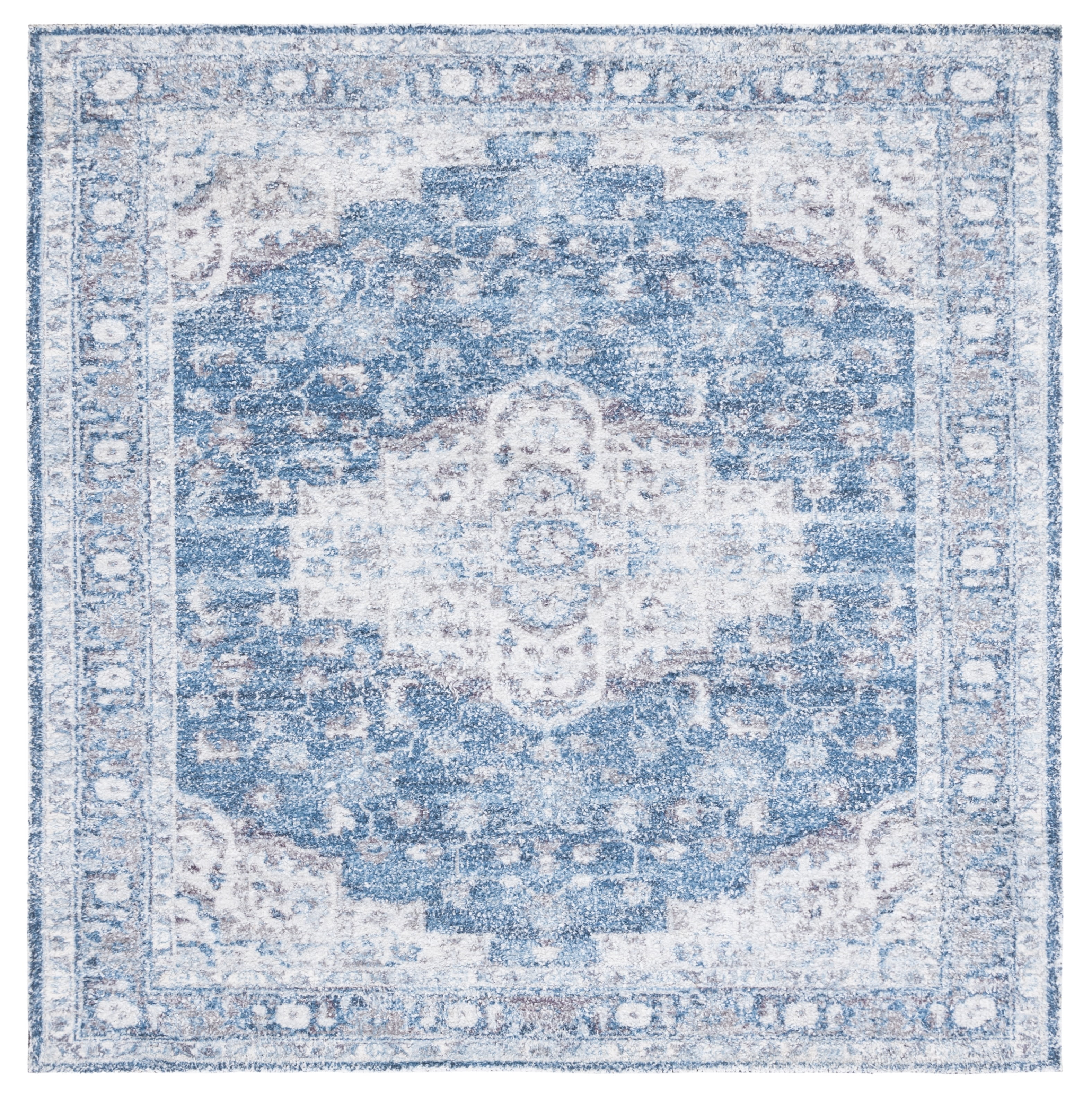 SAFAVIEH Classic Vintage Ramona Medallion Area Rug, Blue/Grey, 6' x 6' Square