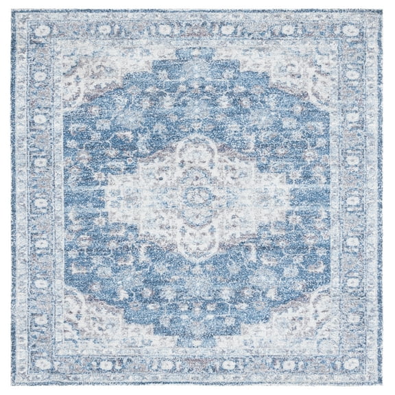 SAFAVIEH Classic Vintage Ramona Medallion Area Rug, Blue/Grey, 6' x 6' Square
