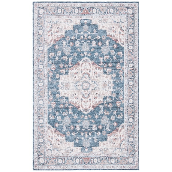 SAFAVIEH Classic Vintage Ramona Medallion Area Rug, Light Blue/Rust, 4' x 6'