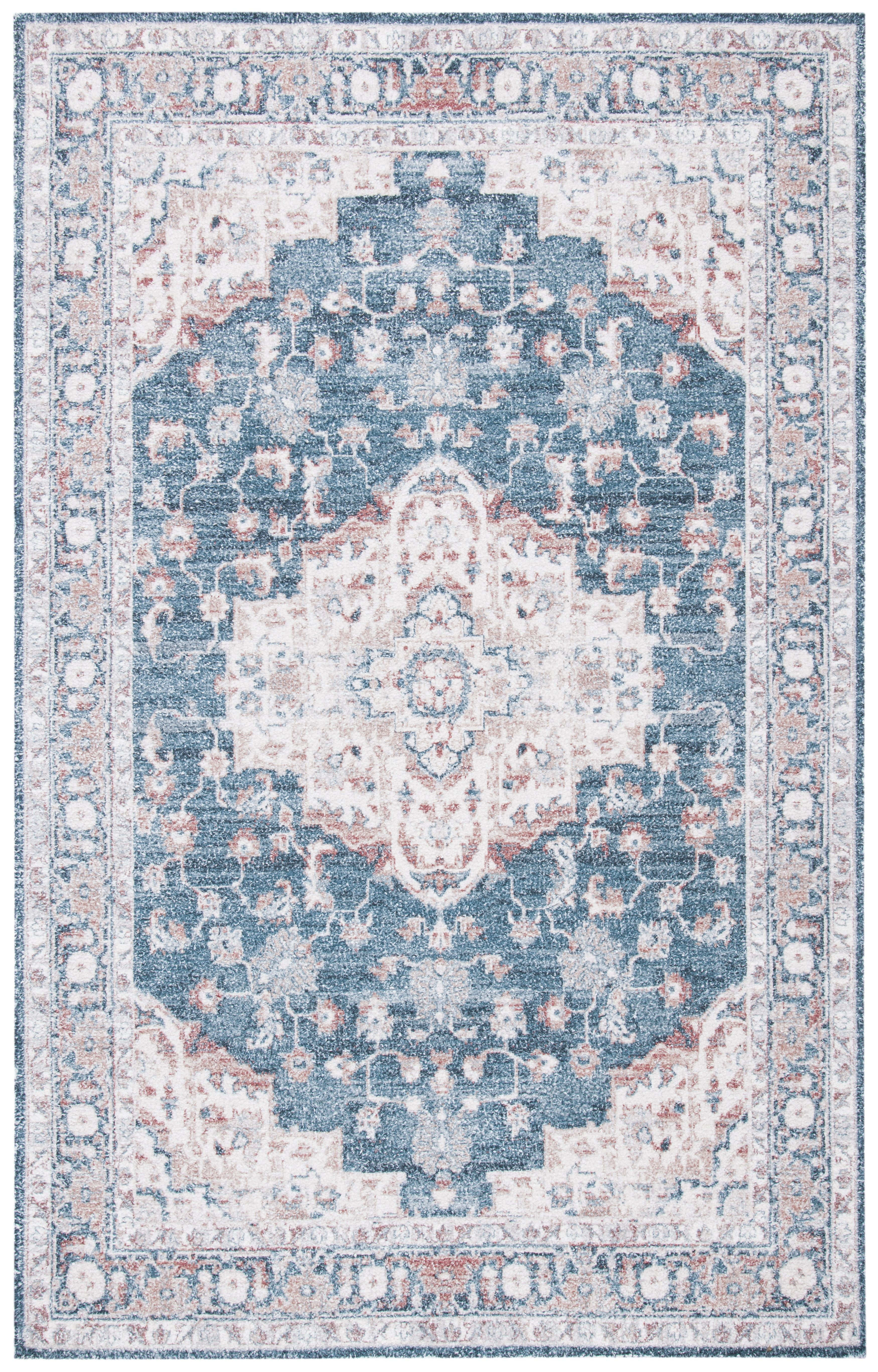 SAFAVIEH Classic Vintage Ramona Medallion Area Rug, Light Blue/Rust, 9' x 12'