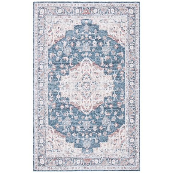 SAFAVIEH Classic Vintage Ramona Medallion Area Rug, Light Blue/Rust, 9' x 12'