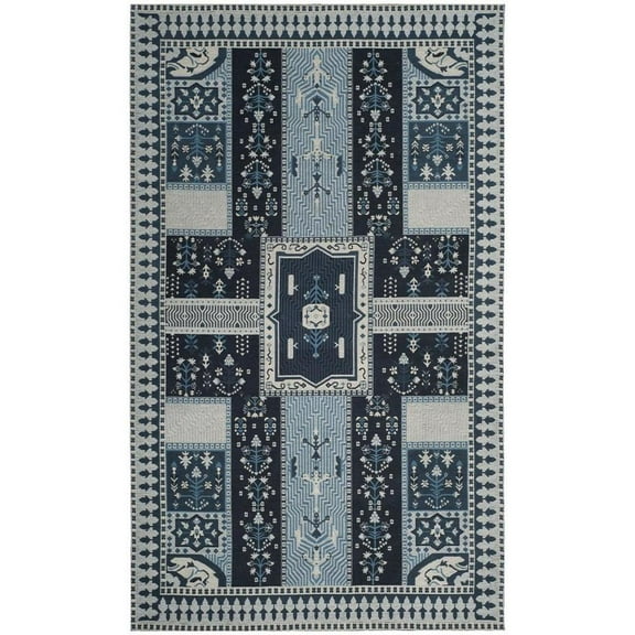 SAFAVIEH Classic Vintage Seanna Geometric Area Rug, Navy/Light Blue, 4' x 6'