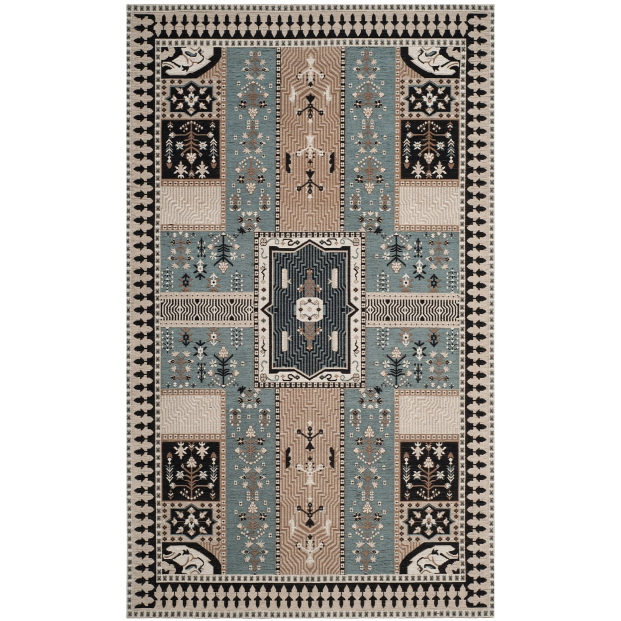 SAFAVIEH Classic Vintage Seanna Geometric Area Rug, Slate/Beige, 4' x 6'