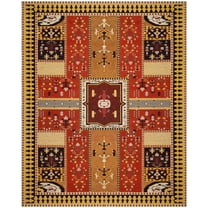 SAFAVIEH Classic Vintage Seanna Geometric Bordered Cotton Area Rug, Orange/Gold, 6'7" x 9'2"