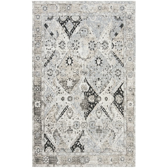 SAFAVIEH Classic Vintage Tara Floral Bordered Area Rug, Ivory/Silver, 4' x 6'