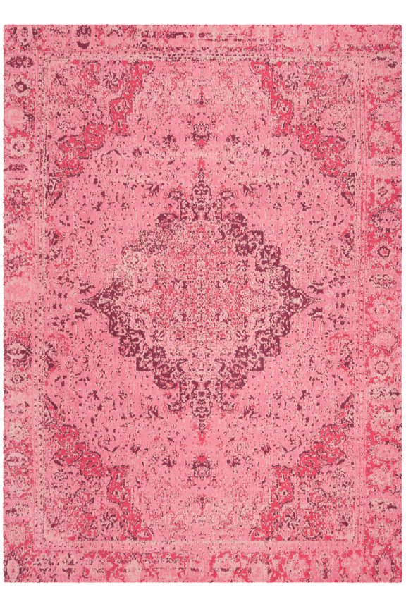 Classic Vintage Tris Floral Polyester Area Rug, Fuchsia, 6' x 9'