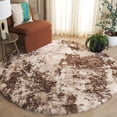 thumbnail image 1 of SAFAVIEH Cloud Arlo Abstract Shag Area Rug, Ivory/Brown, 6'7" x 6'7" Round, 1 of 10