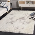 thumbnail image 1 of SAFAVIEH Cloud Edvin Distressed Polyester Shag Area Rug, Ivory/Gray, 4' x 6', 1 of 7