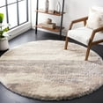 thumbnail image 1 of SAFAVIEH Cloud Hiram Distressed Polyester Shag Area Rug, Ivory/Gray, 6'7" x 6'7" Round, 1 of 7