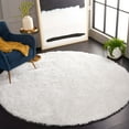 thumbnail image 1 of SAFAVIEH Cloud Landen Distressed Polyester Shag Area Rug, White, 6'7" x 6'7" Round, 1 of 7